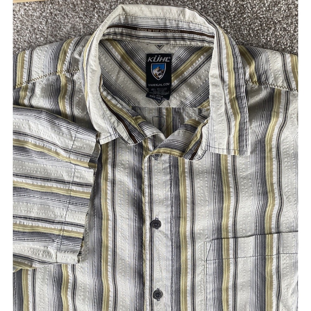 Kuhl Born In The Mountains Unique Aztec Pattern Striped Shirt Mens XL Hike West
